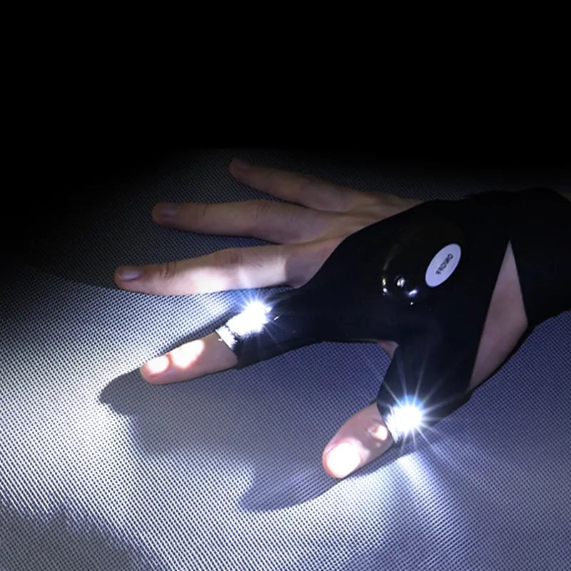 Fingerless LED Flashlight Glove for Outdoor Activities